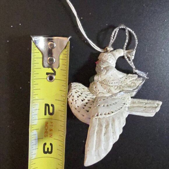 Winter White Santa Riding Woodland Owl Ornament Pam Schifferl Folk Art Midwest - Picture 10 of 12